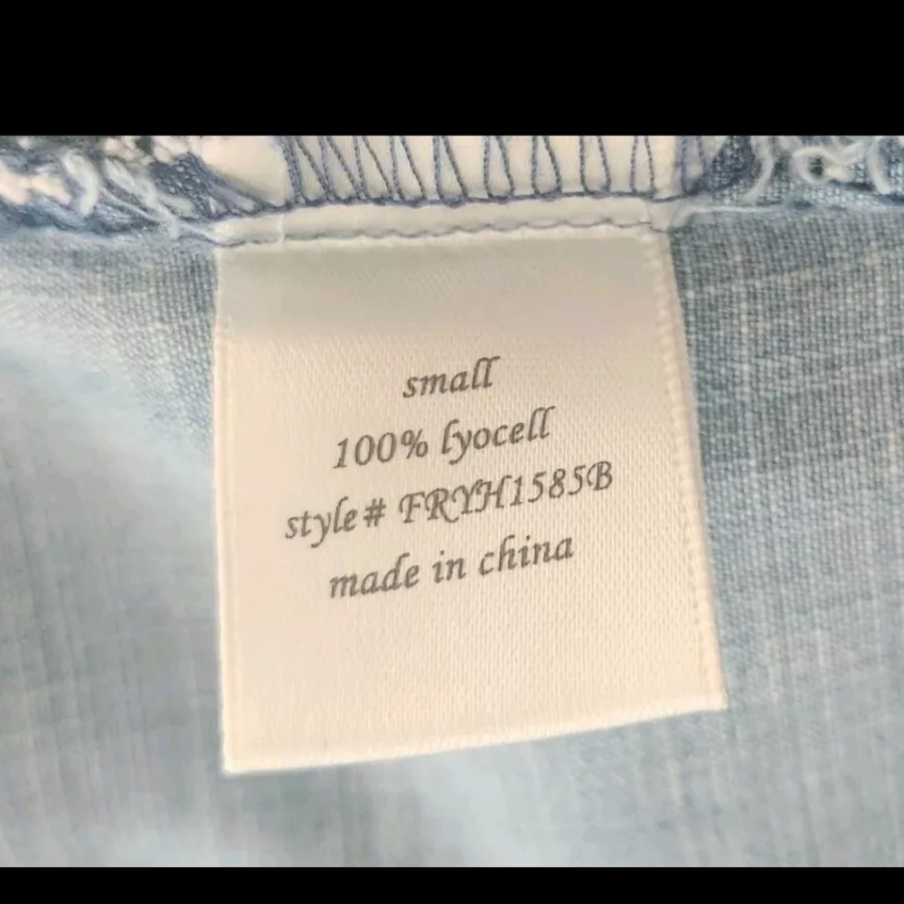 Harper Chambray Button Front Split Back Roll Tab … - image 8